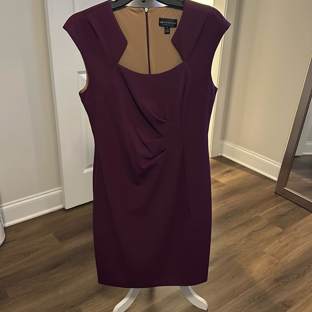 Connected apparel 8 maroon Sheath business dress. NWOT. - Picture 4 of 9